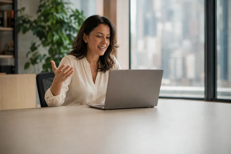 A Nextyn research lead on a call with a client