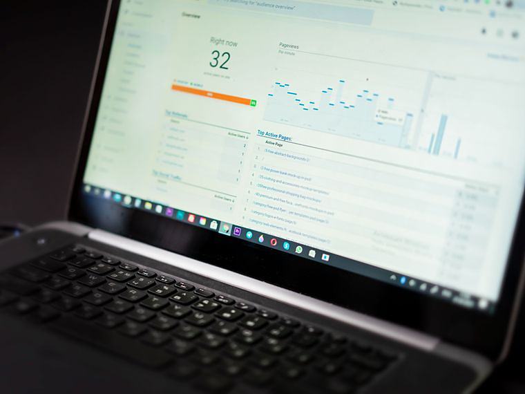 An analytics dashboard open on a laptop