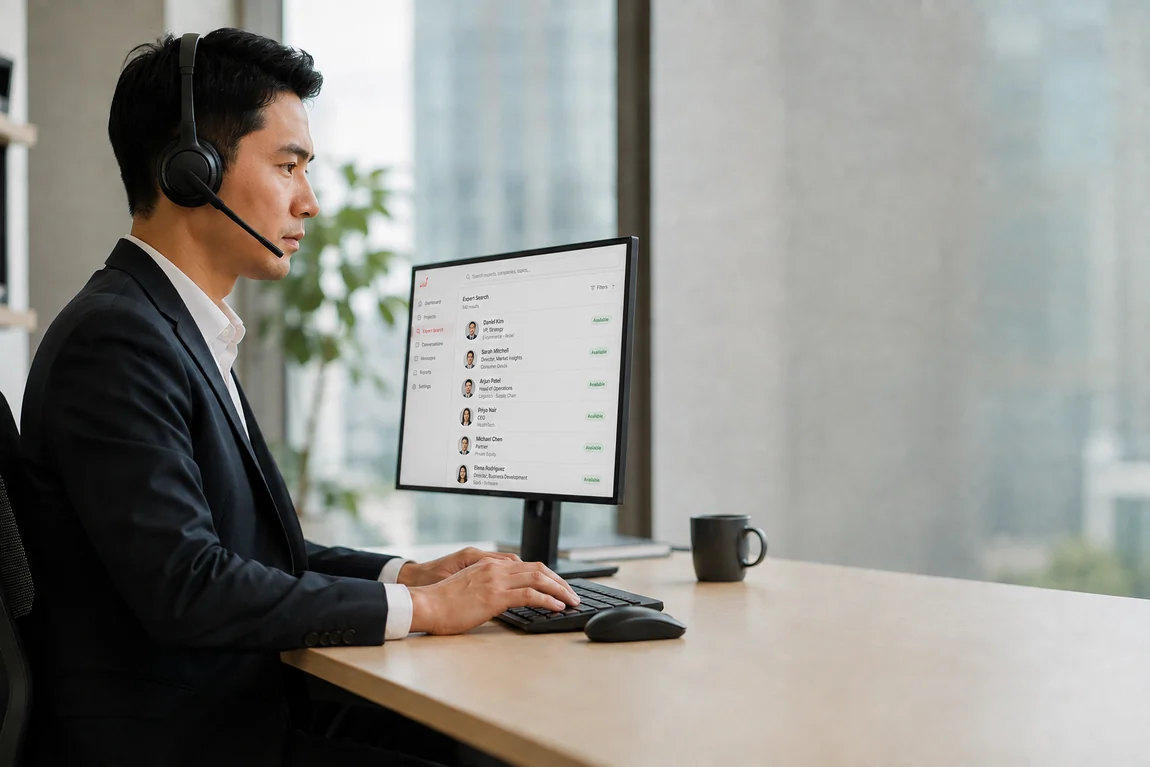 A Nextyn analyst running an expert search on the platform